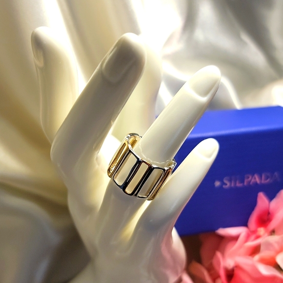 Silpada Framework Open Bar Ring in Sterling Silver & Brass size 7 to 7.5… - Picture 3 of 4